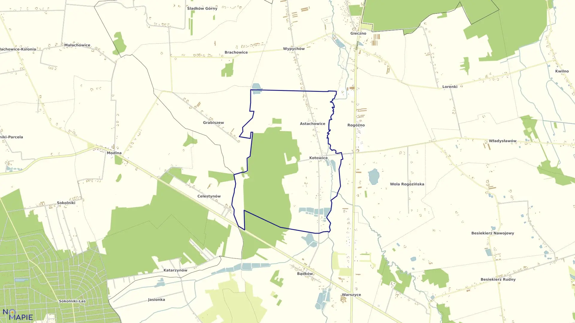Mapa obrębu ASTACHOWICE w gminie Zgierz