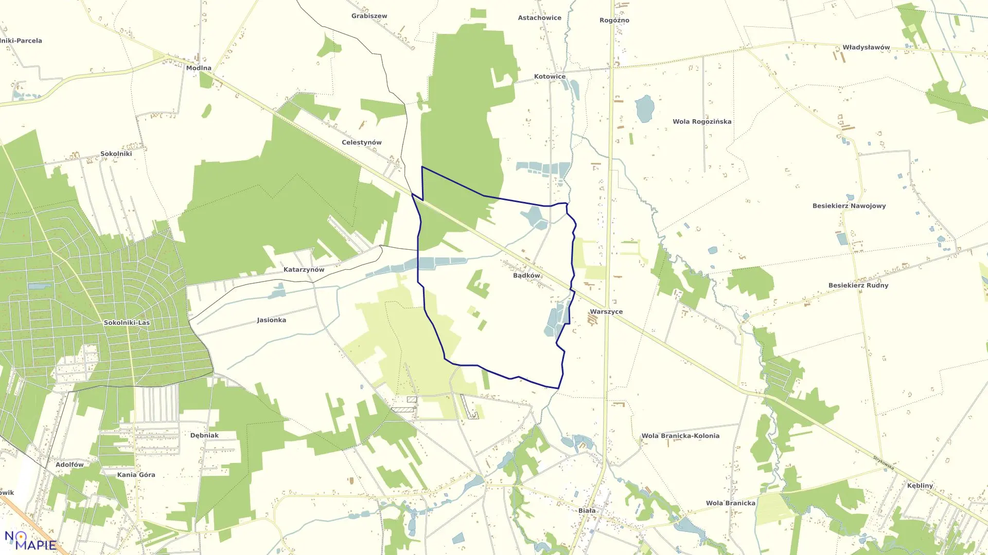 Mapa obrębu BĄDKÓW w gminie Zgierz