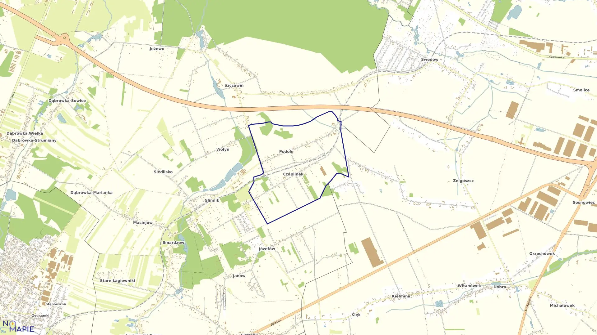 Mapa obrębu CZAPLINEK w gminie Zgierz