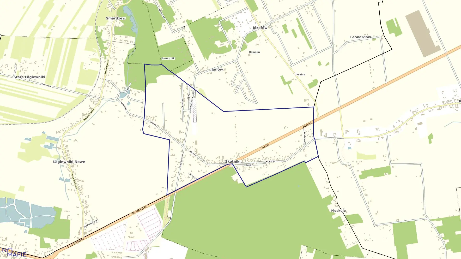 Mapa obrębu SKOTNIKI GM. ZGIERZ w gminie Zgierz