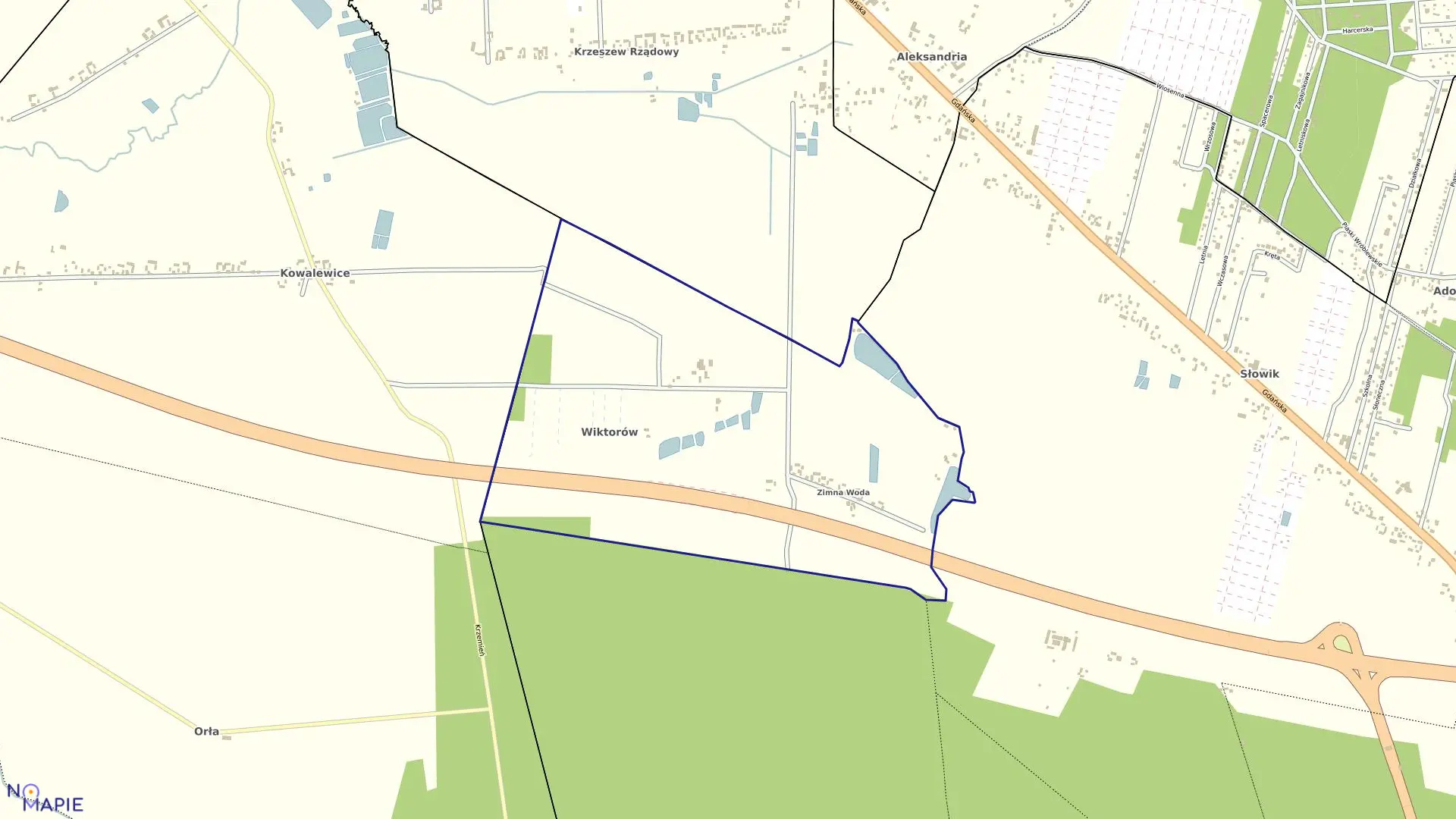 Mapa obrębu WIKTORÓW w gminie Zgierz