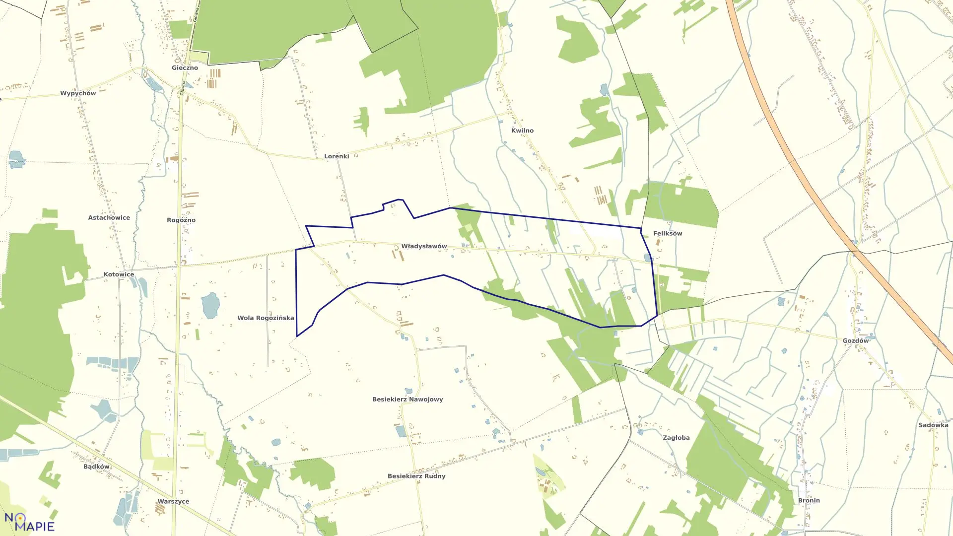 Mapa obrębu WŁADYSŁAWÓW w gminie Zgierz